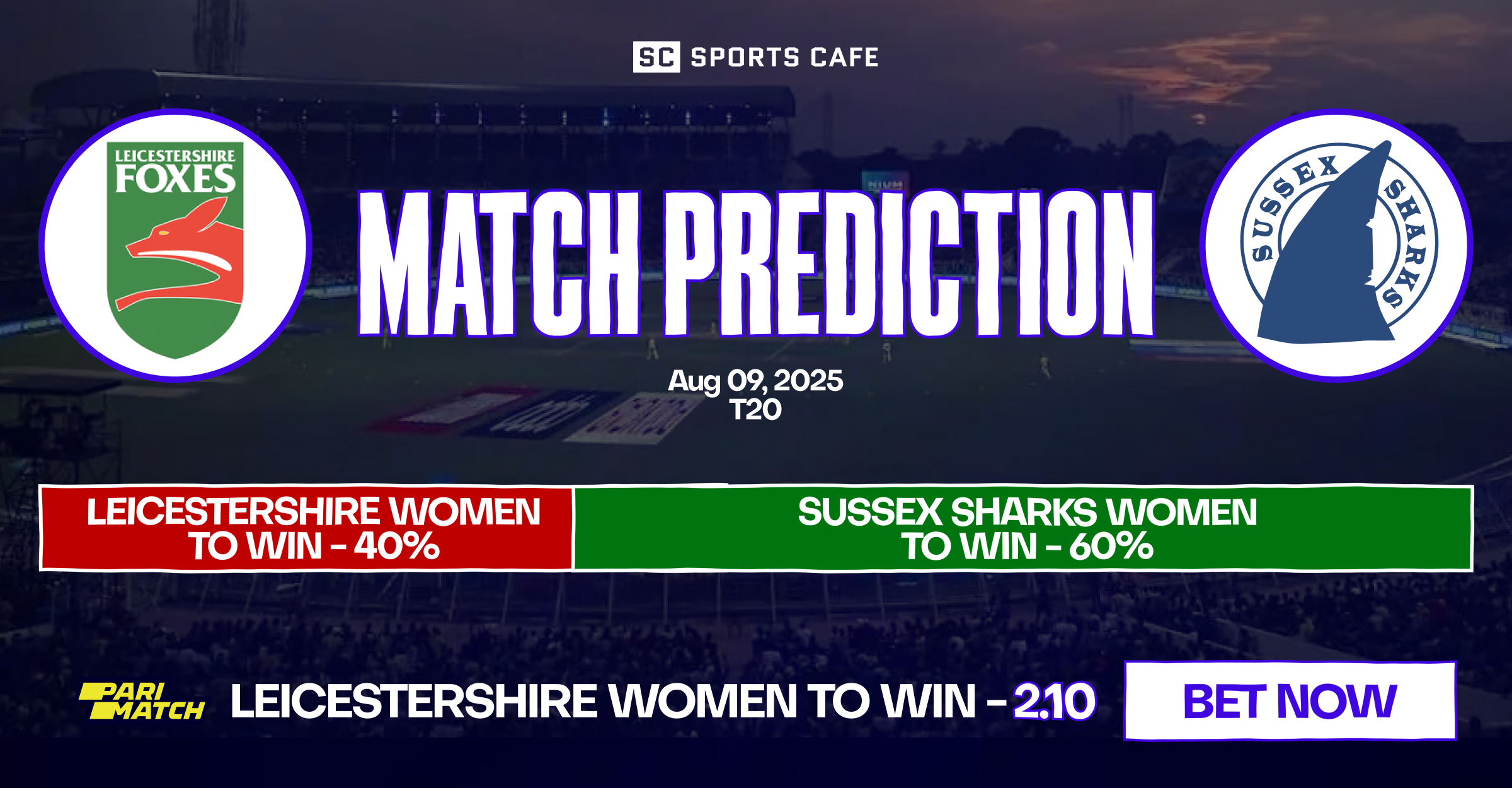 Leicestershire Women vs Sussex Sharks Women match prediction.
